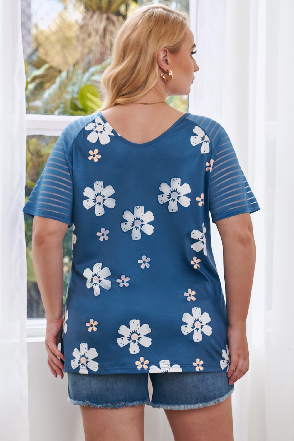 Plus Size V-Neck Raglan Sleeve Tee - The Boutie Shop