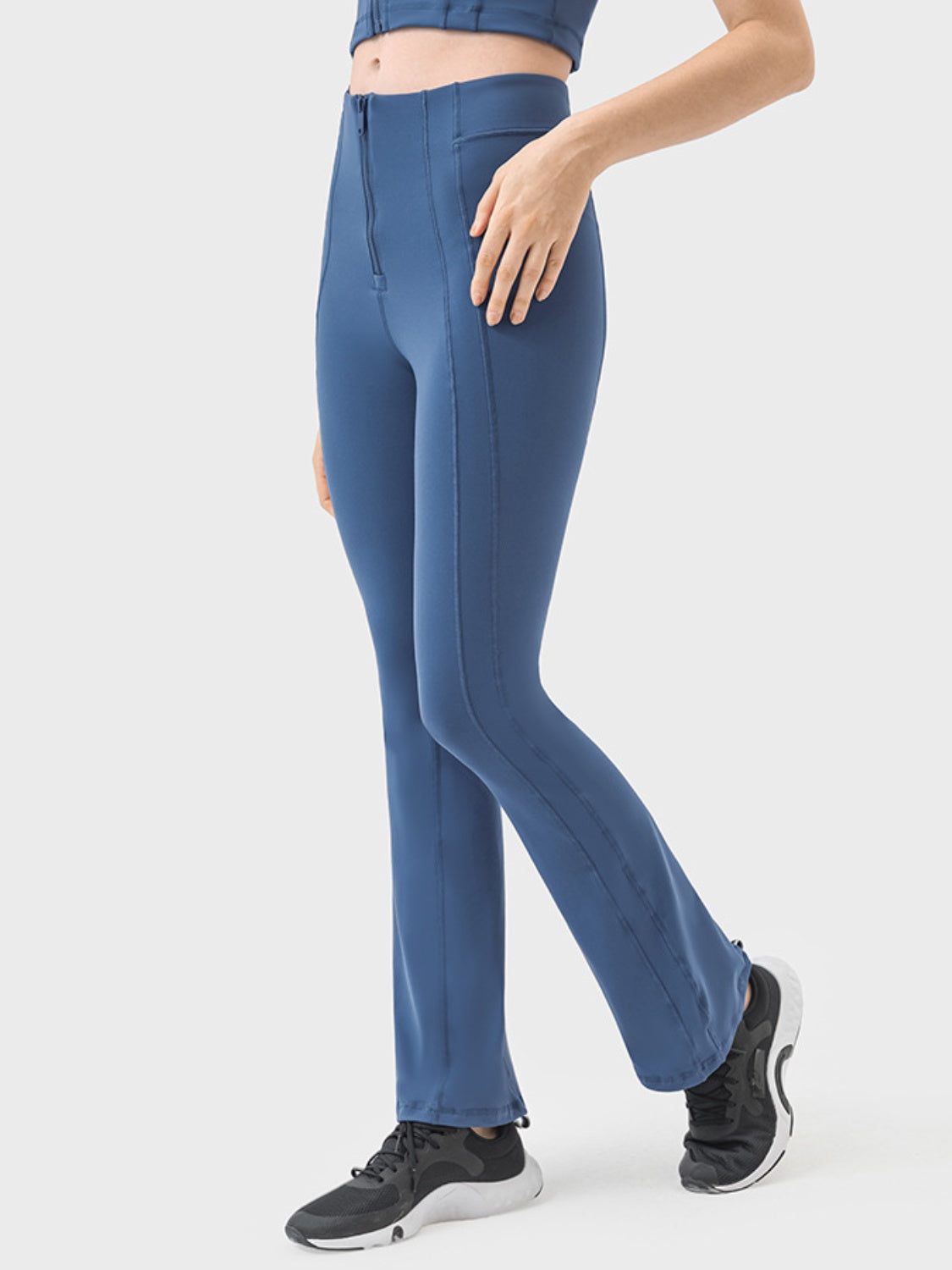 Millennia Zipper Detail High Waist Active Pants - The Boutie Shop