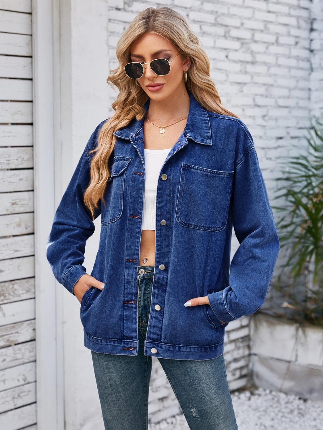 Pocketd Button Up Detachable Hooded Denim Jacket - The Boutie Shop