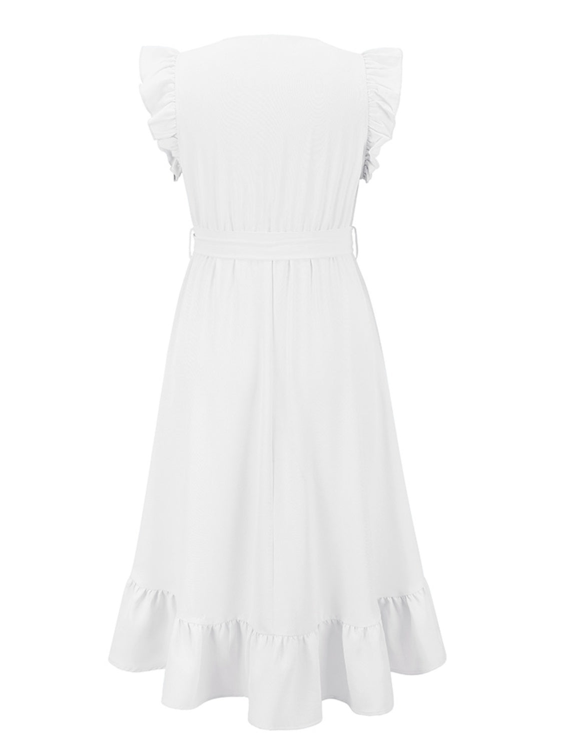 Tied Surplice Ruffle Hem Dress - The Boutie Shop