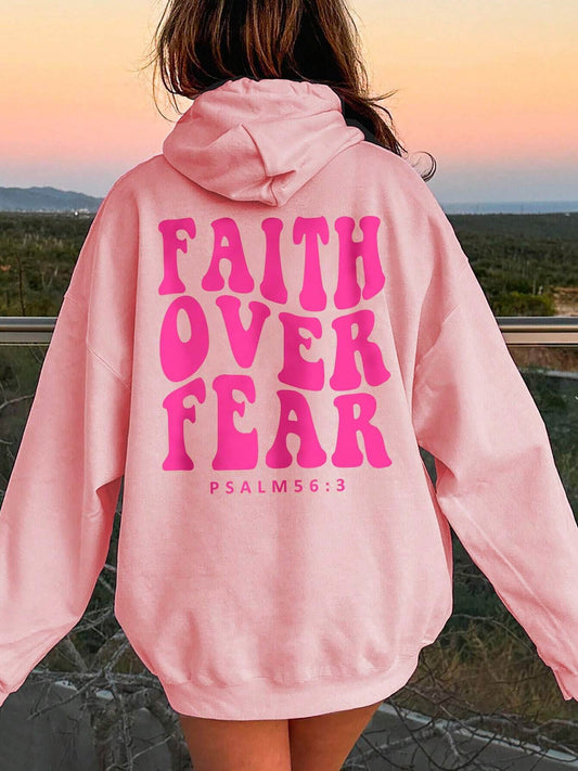 FAITH OVER FEAR Dropped Shoulder Hoodie - The Boutie Shop