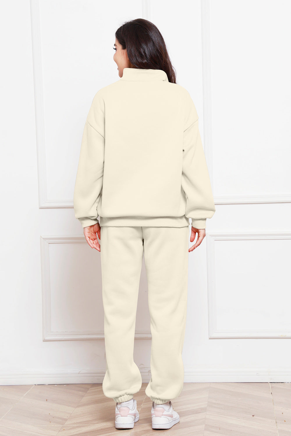 Half Zip Long Sleeve Sweatshirt and Pants Set - The Boutie Shop