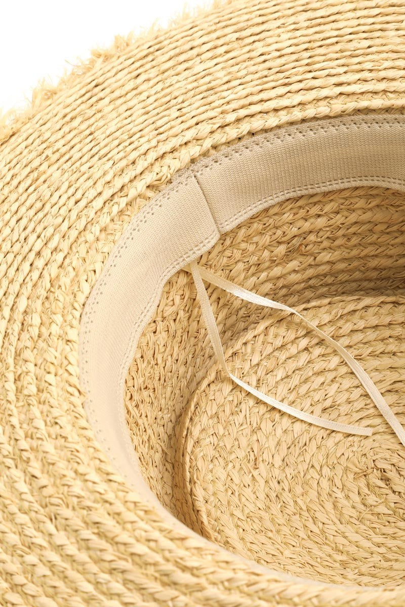 Fame Strap Wide Brim Straw Hat - The Boutie Shop