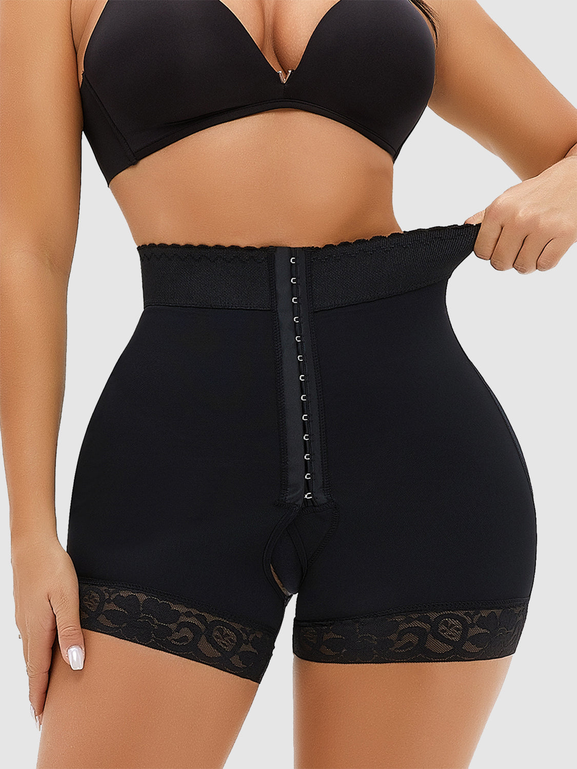 Full Size Lace Detail Hook-and-Eye Shaping Shorts - The Boutie Shop