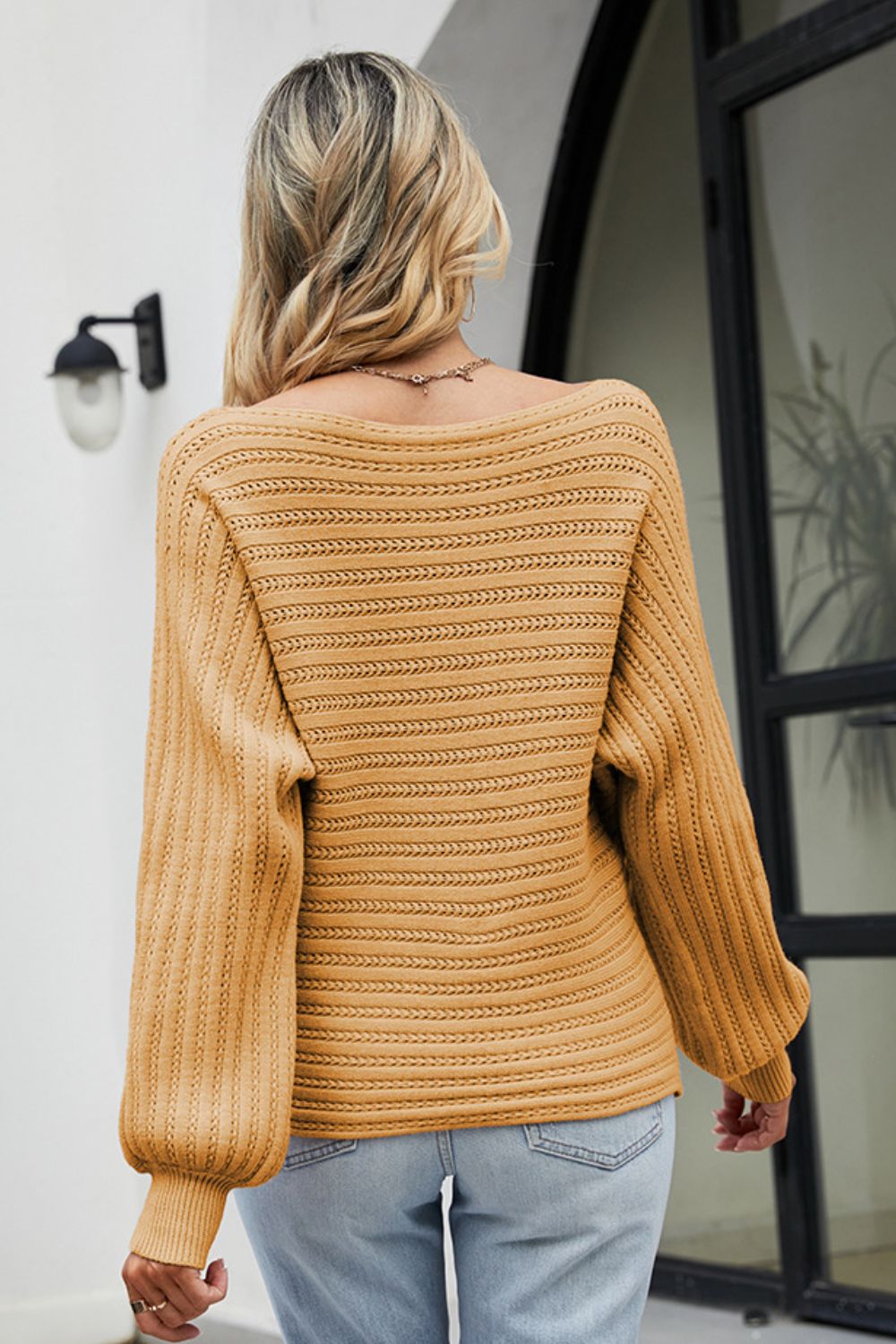 Boat Neck Batwing Sleeve Sweater - The Boutie Shop