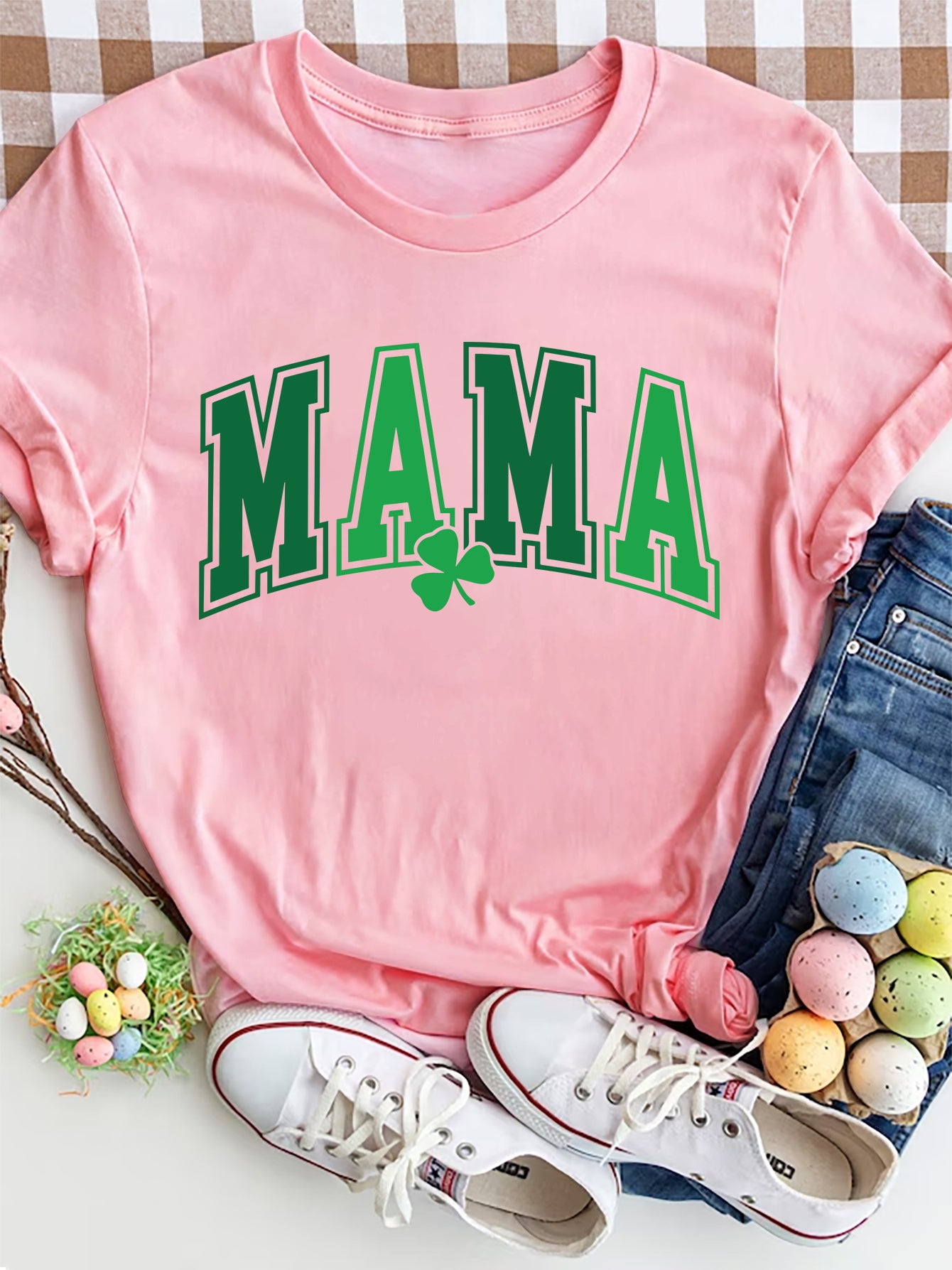 MAMA Round Neck Short Sleeve T-Shirt - The Boutie Shop