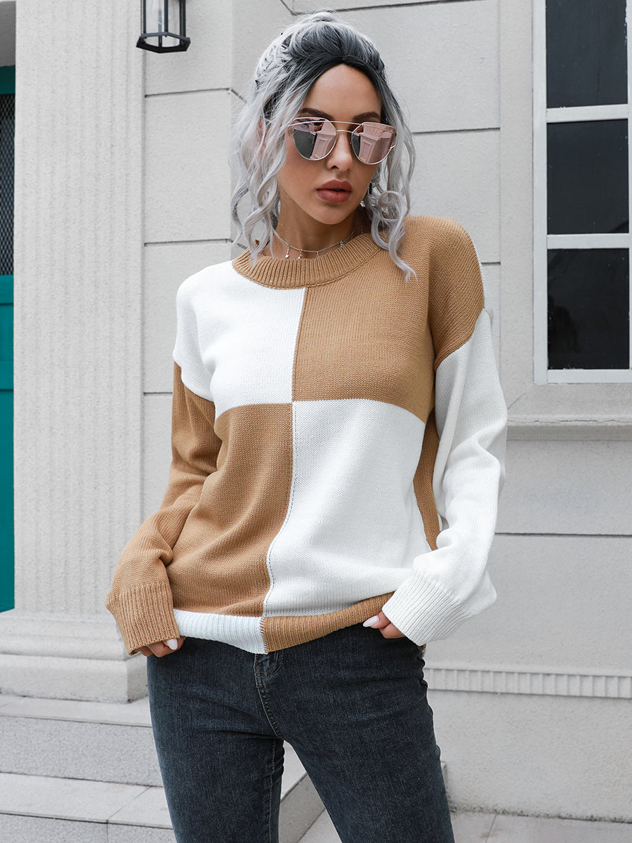 Contrast Drop Shoulder Sweater - The Boutie Shop