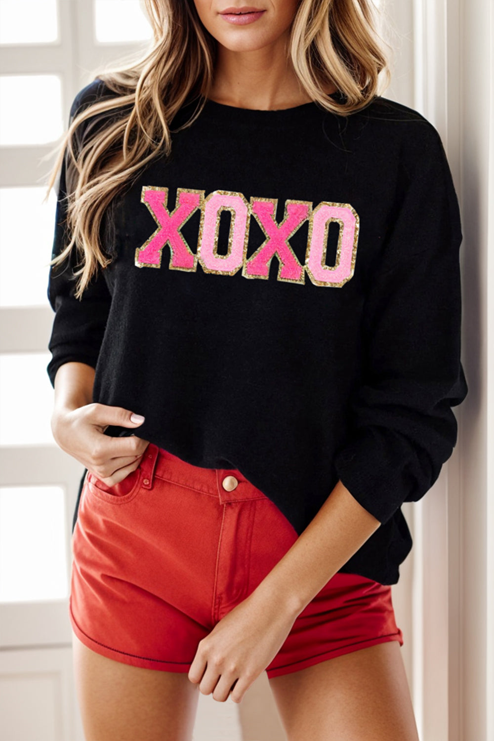 Round Neck Long Sleeve Sweater - The Boutie Shop