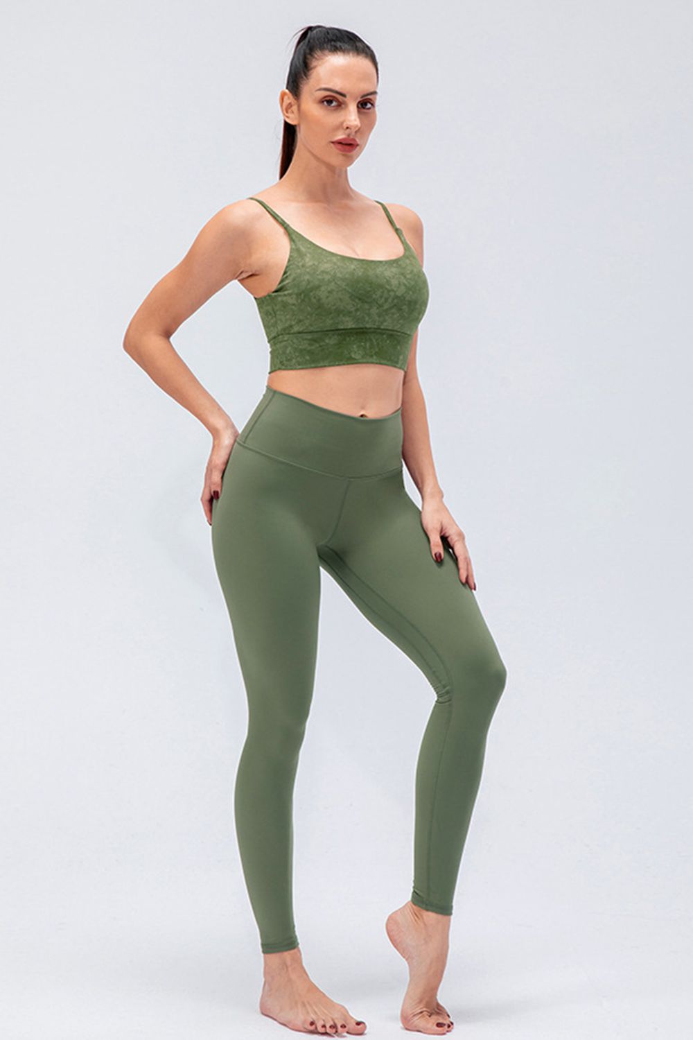 Wide Waistband Slim Fit Active Leggings - The Boutie Shop