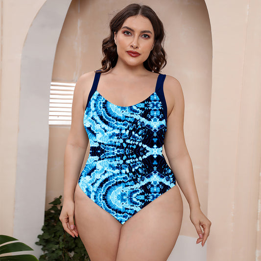 Full Size Printed Scoop Neck Sleeveless One-Piece Swimsuit - The Boutie Shop