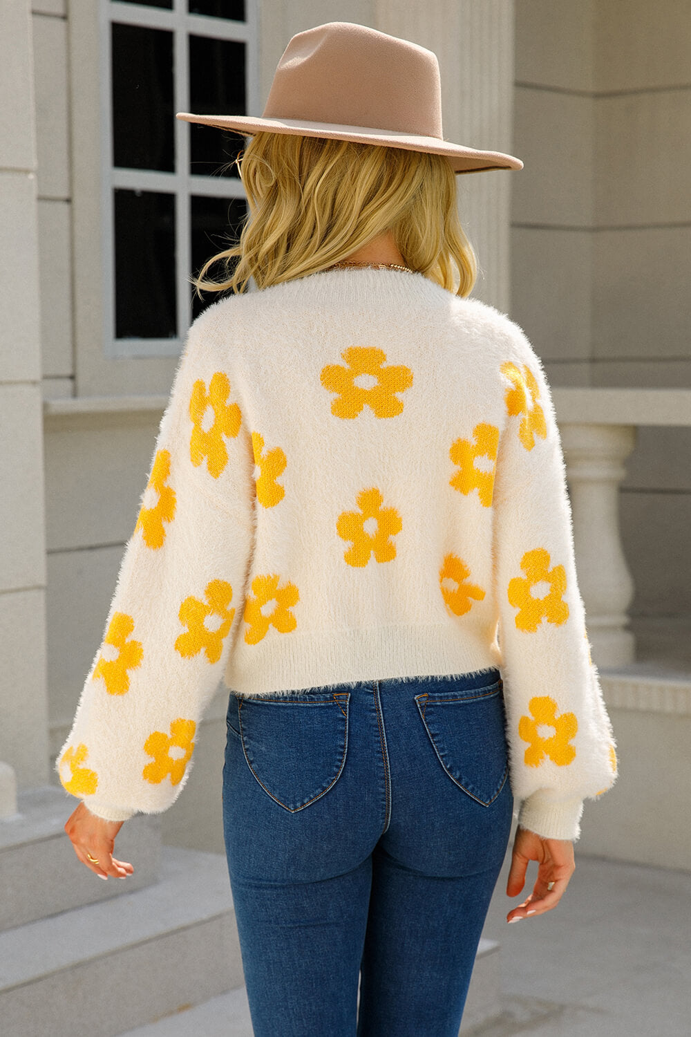 Angel Wings Floral Open Front Fuzzy Cardigan - The Boutie Shop