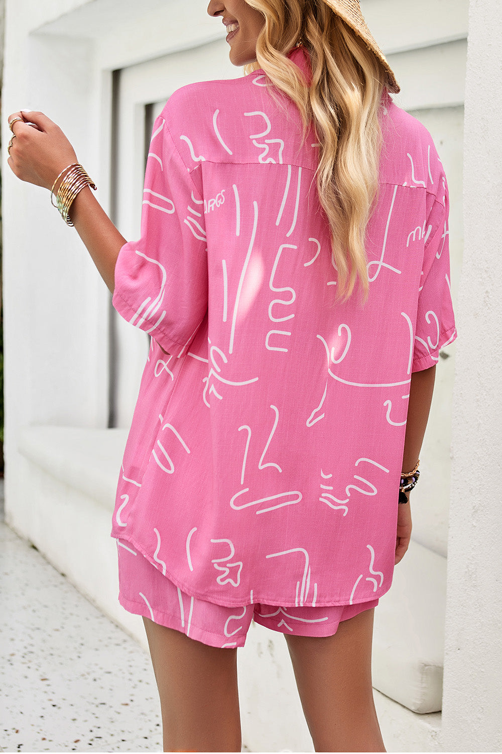 Devine Printed Button Up Shirt and Shorts Set - The Boutie Shop