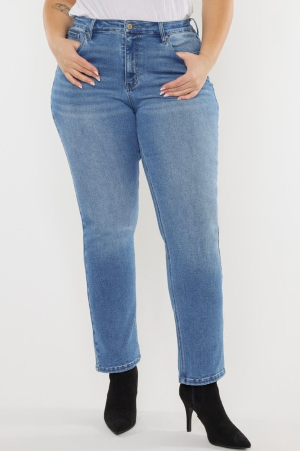 Kancan Full Size Cat's Whiskers High Waist Jeans - The Boutie Shop