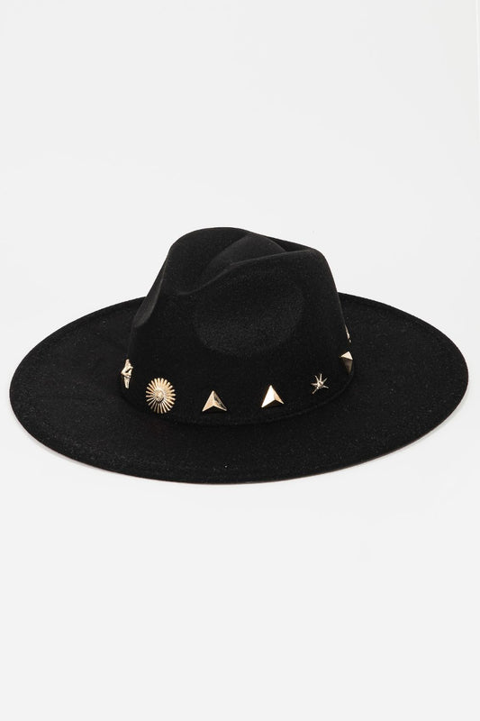 Fame Studded Sun Moon Star Fedora Hat - The Boutie Shop