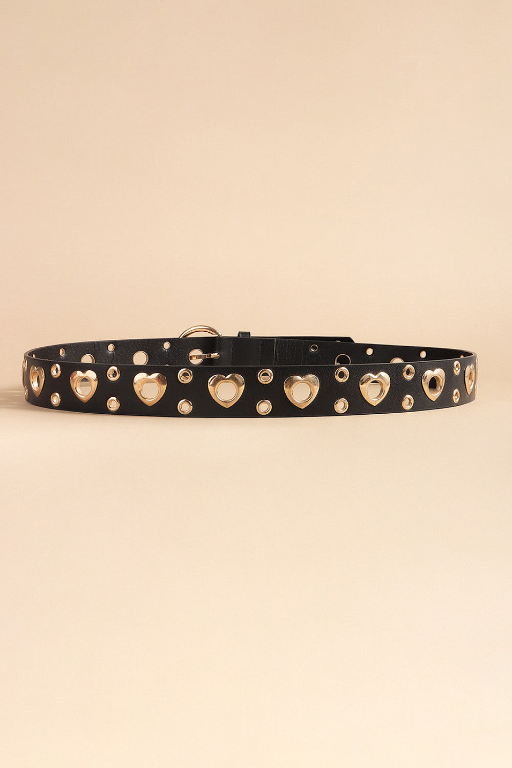 Heart Shape Alloy Detail PU Leather Belt - The Boutie Shop