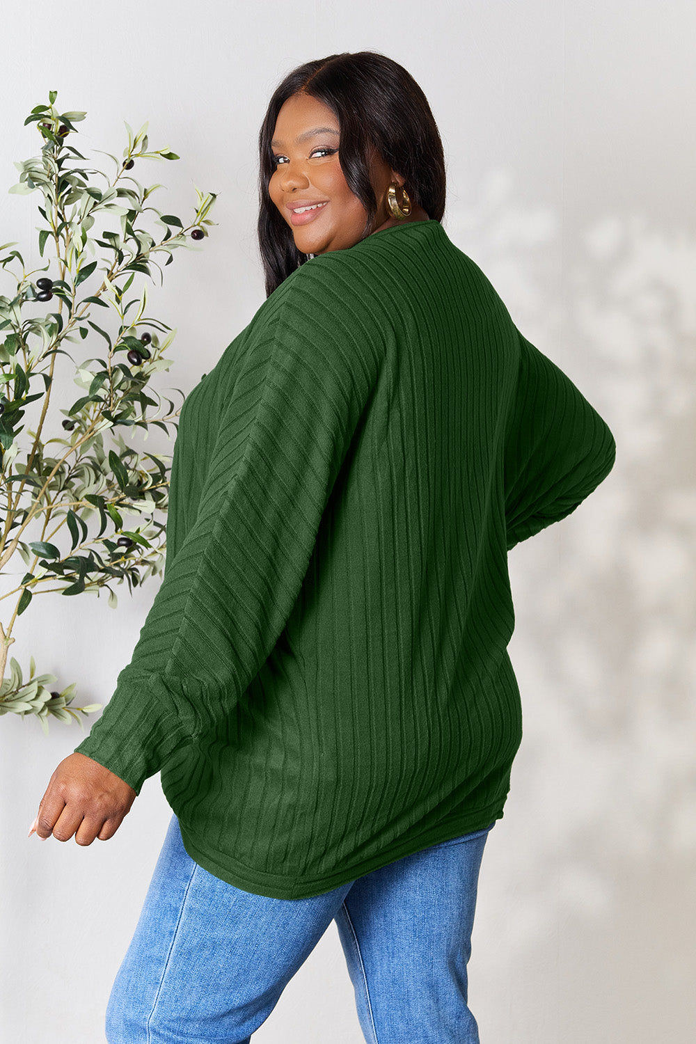 Basic Bae Full Size Ribbed Cocoon Cardigan - The Boutie Shop