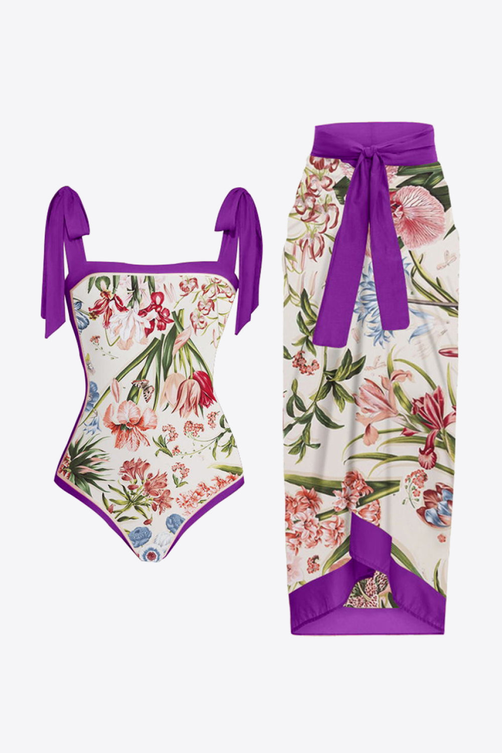 Floral Tie Shoulder Two-Piece Swim Set - The Boutie Shop