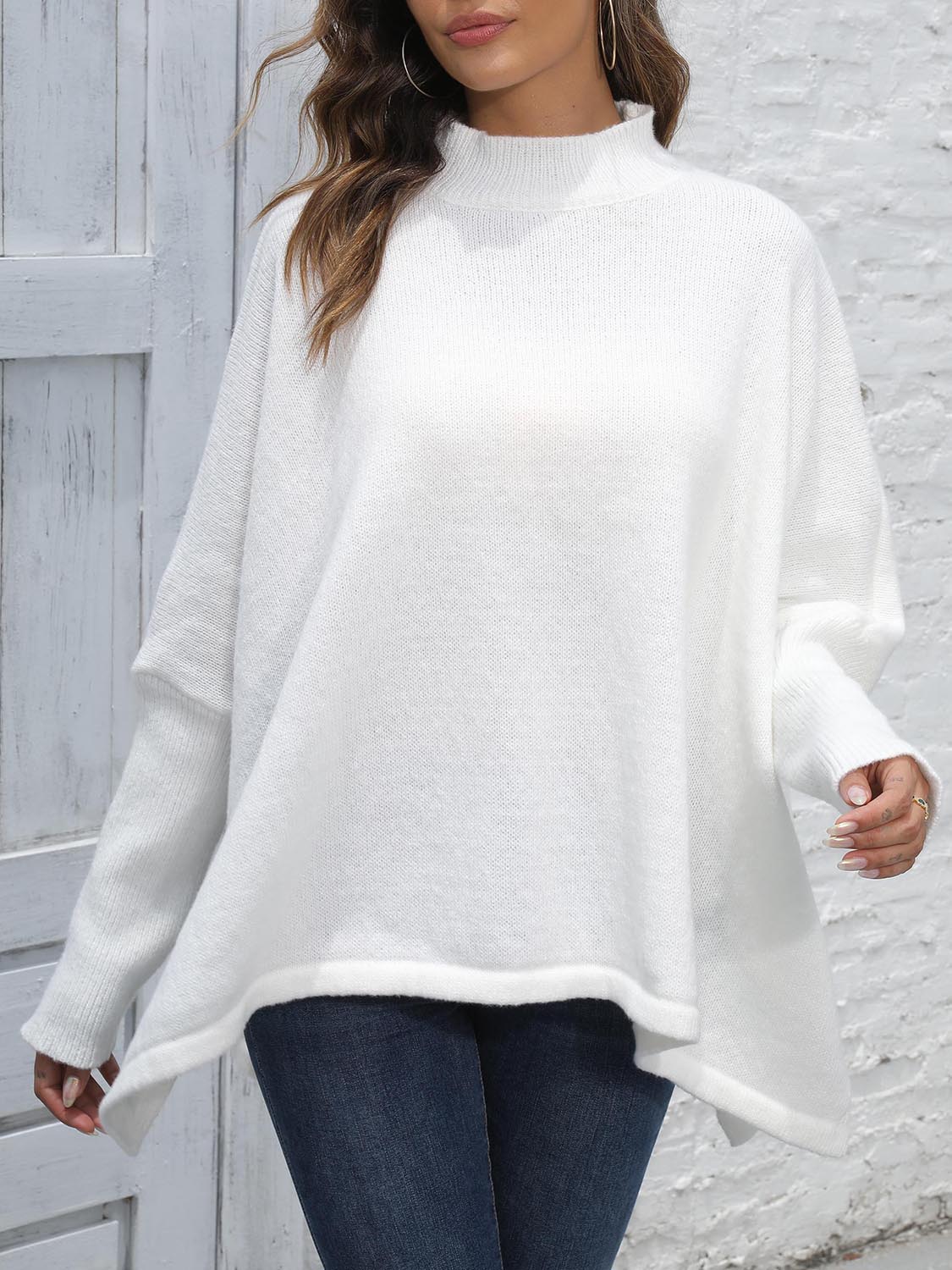 Loose Hem Plain Sweater - The Boutie Shop