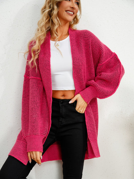 Open Front Dropped Shoulder Cardigan - The Boutie Shop