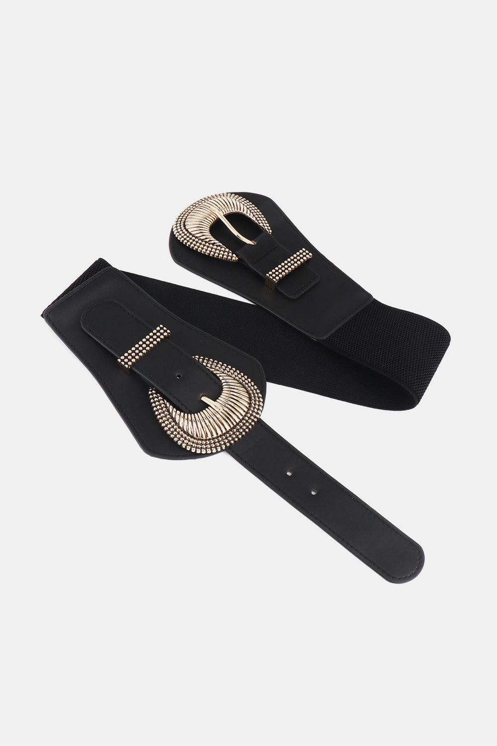 Shell Double Buckle Elastic Wide Belt - The Boutie Shop