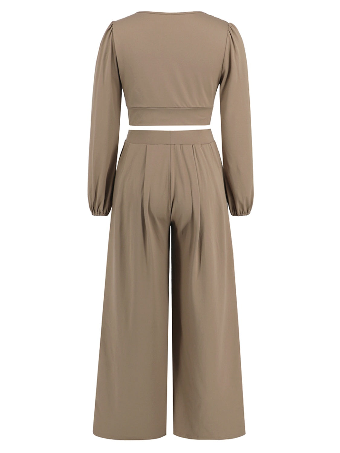 Surplice Top and Wide Leg Pants Set - The Boutie Shop