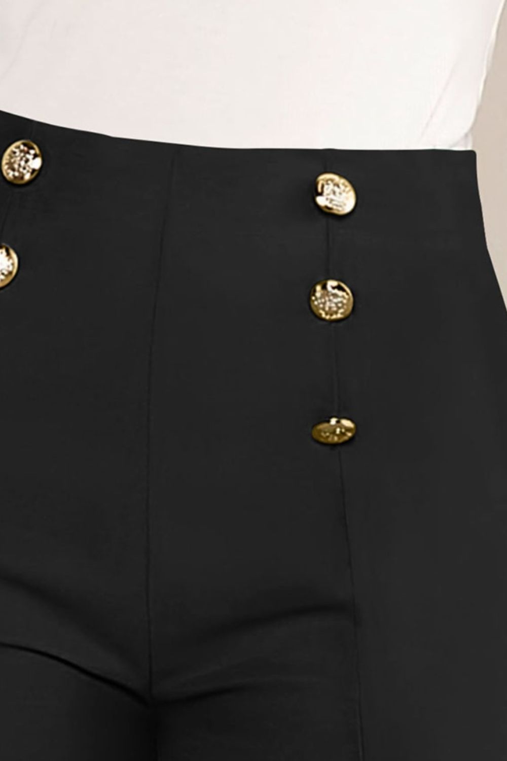 FAM-FAM Decorative Button High Waist Shorts - The Boutie Shop