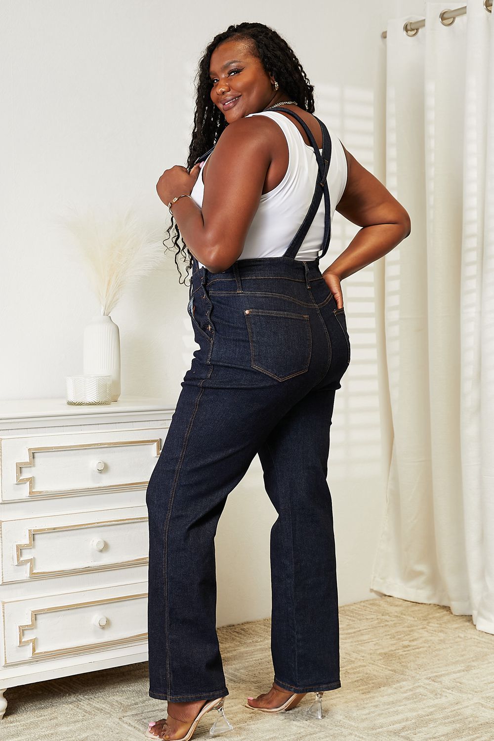 Judy Blue Full Size High Waist Classic Denim Overalls - The Boutie Shop