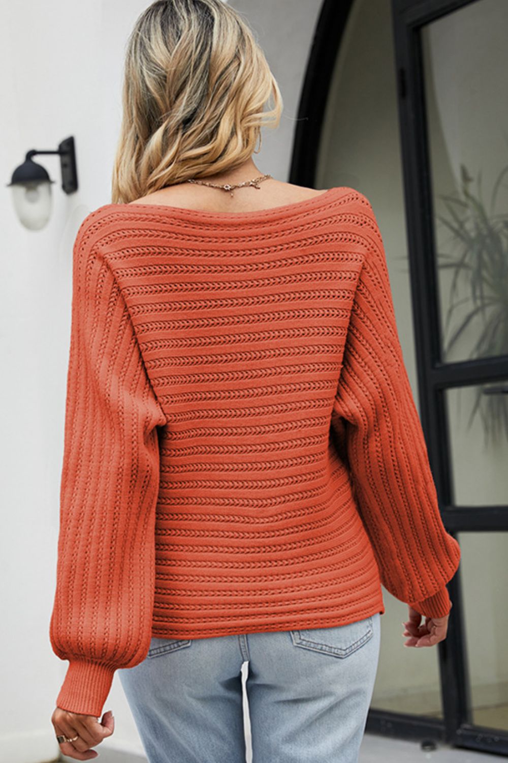 Boat Neck Batwing Sleeve Sweater - The Boutie Shop