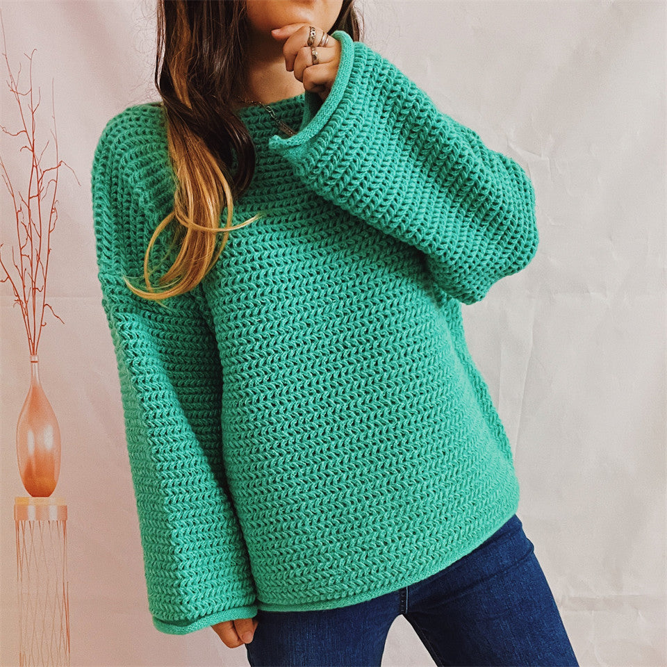 Openwork Boat Neck Long Sleeve Sweater - The Boutie Shop