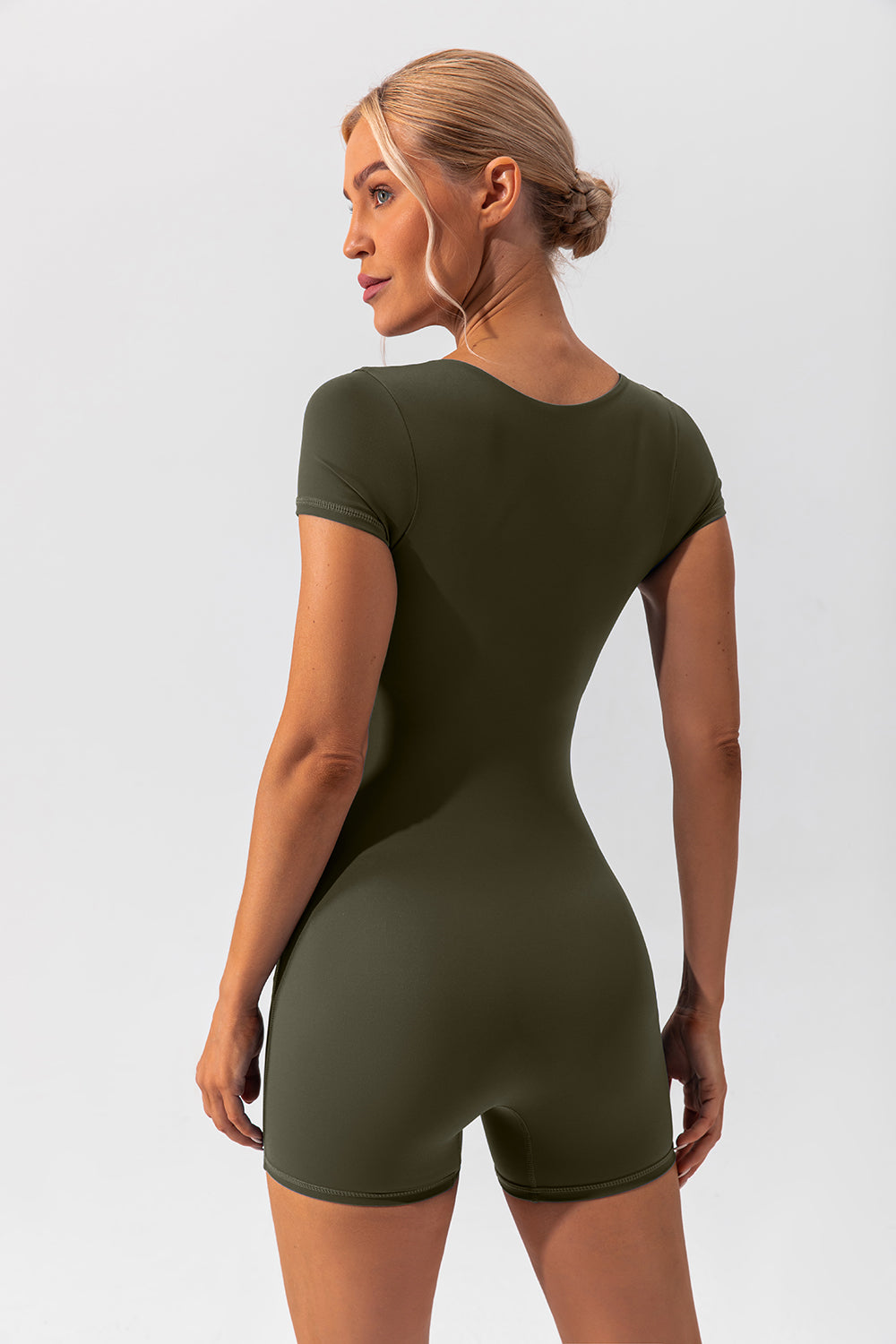 Square Neck Cap Sleeve Active Romper - The Boutie Shop