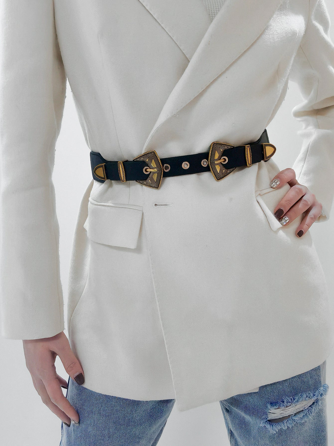 Double Buckle PU Leather Belt - The Boutie Shop