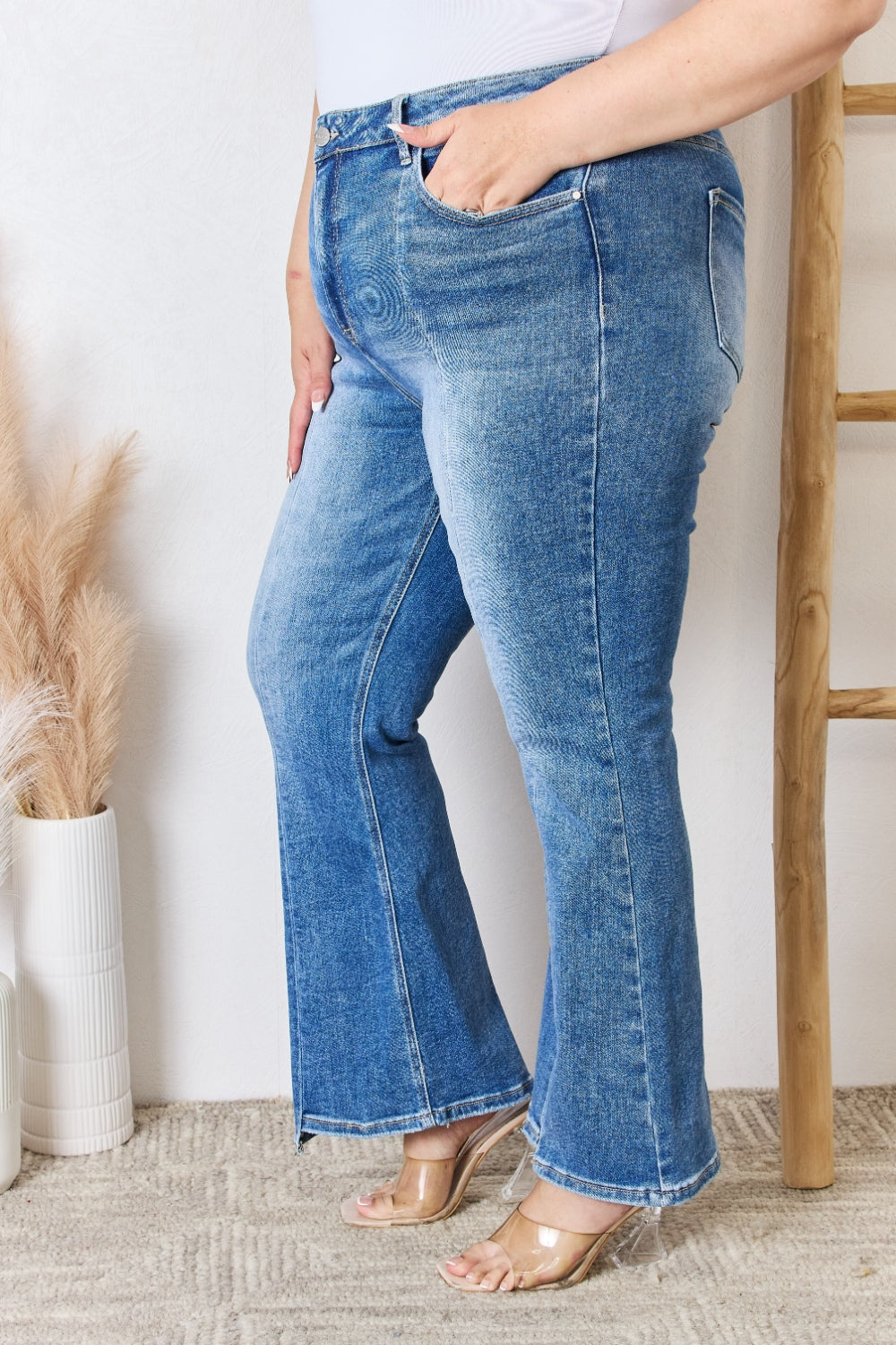 RISEN Full Size High Rise Ankle Flare Jeans - The Boutie Shop