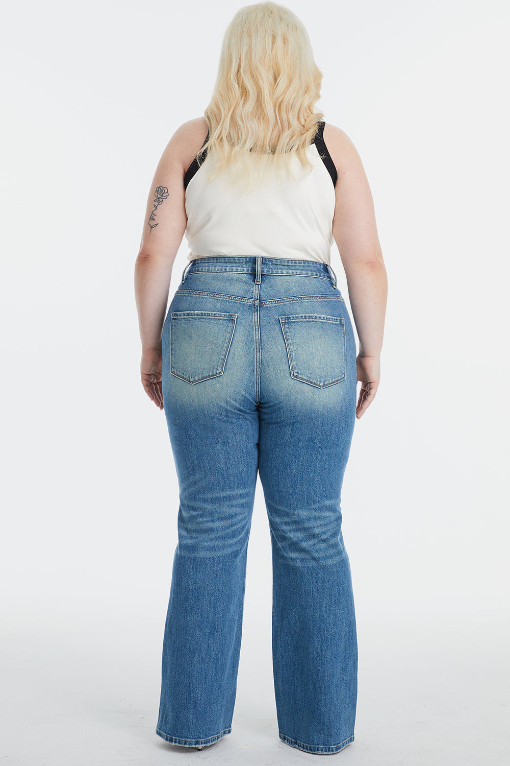 BAYEAS Full Size Ultra High-Waist Gradient Bootcut Jeans - The Boutie Shop