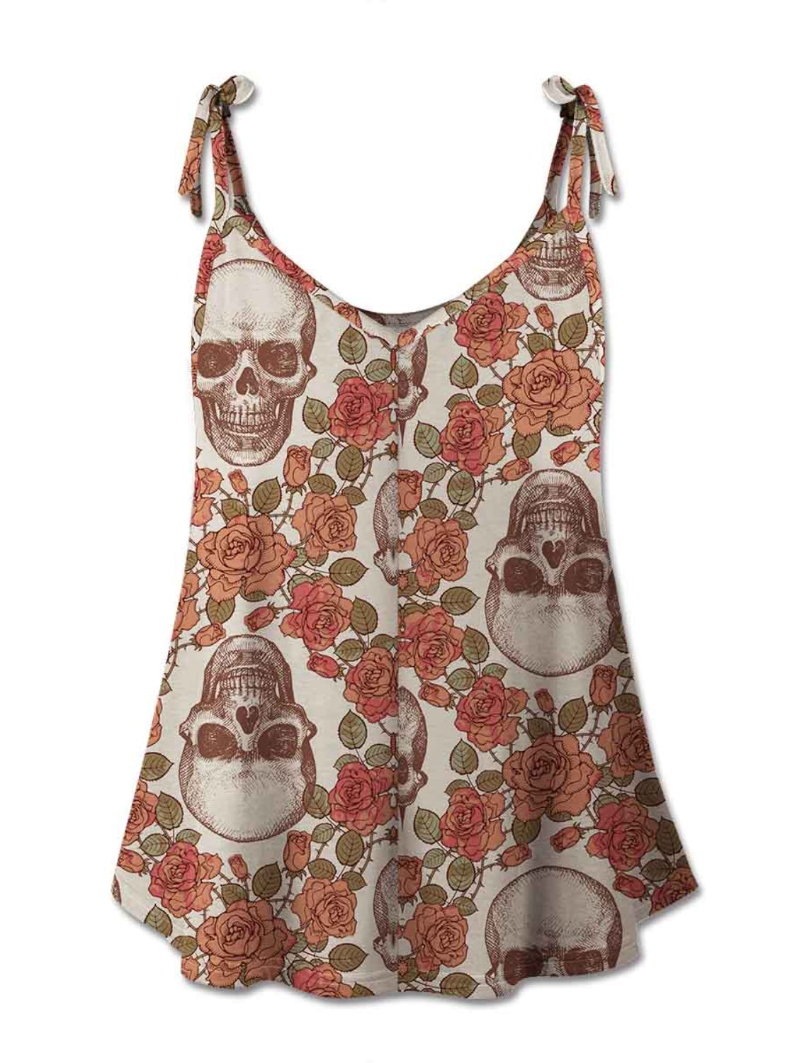 FAM-FAM Skull Scoop Neck Tie Shoulder Cami - The Boutie Shop