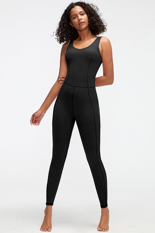 Crisscross Wide Strap Active Jumpsuit - The Boutie Shop