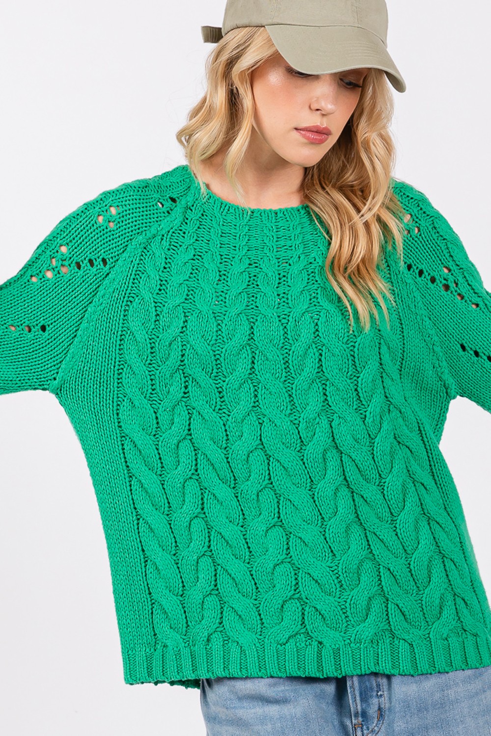 SAGE + FIG Cable-Knit Long Sleeve Sweater - The Boutie Shop