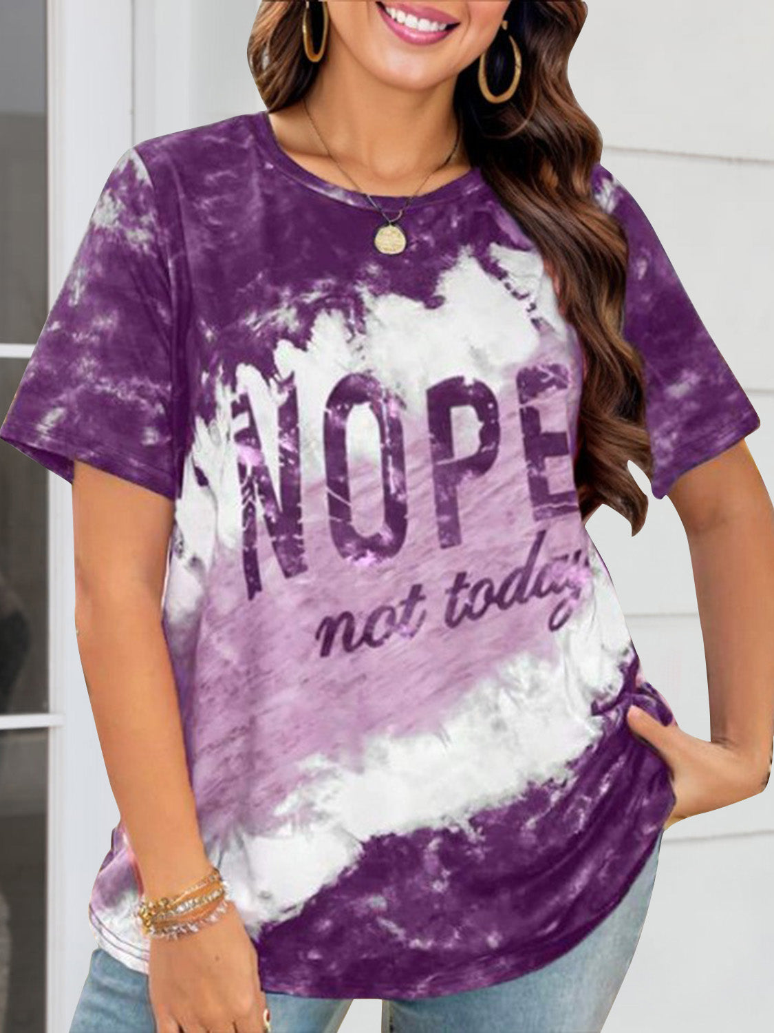 NOPE NOT TODAY Round Neck Short Sleeve T-Shirt - The Boutie Shop