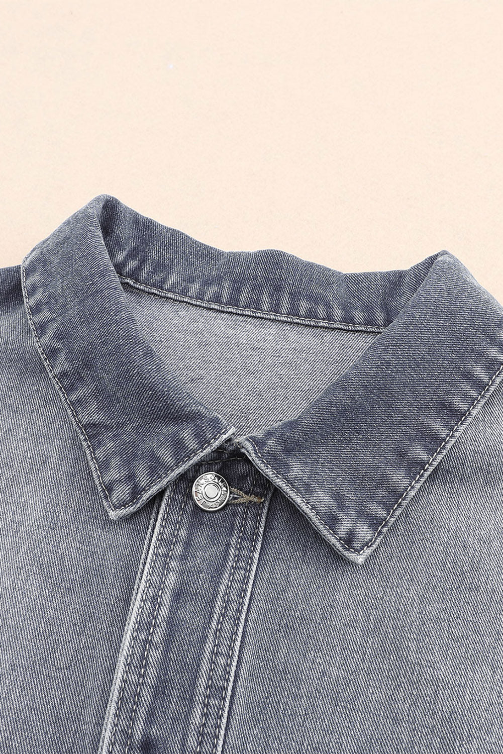 Button Up Dropped Shoulder Denim Jacket with Pockets - The Boutie Shop