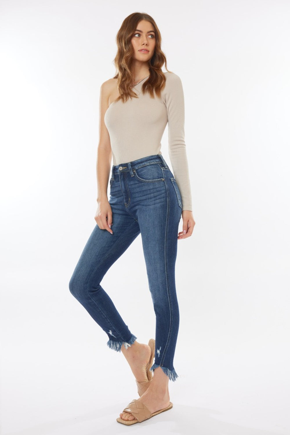 Kancan Raw Hem High Waist Cropped Jeans - The Boutie Shop