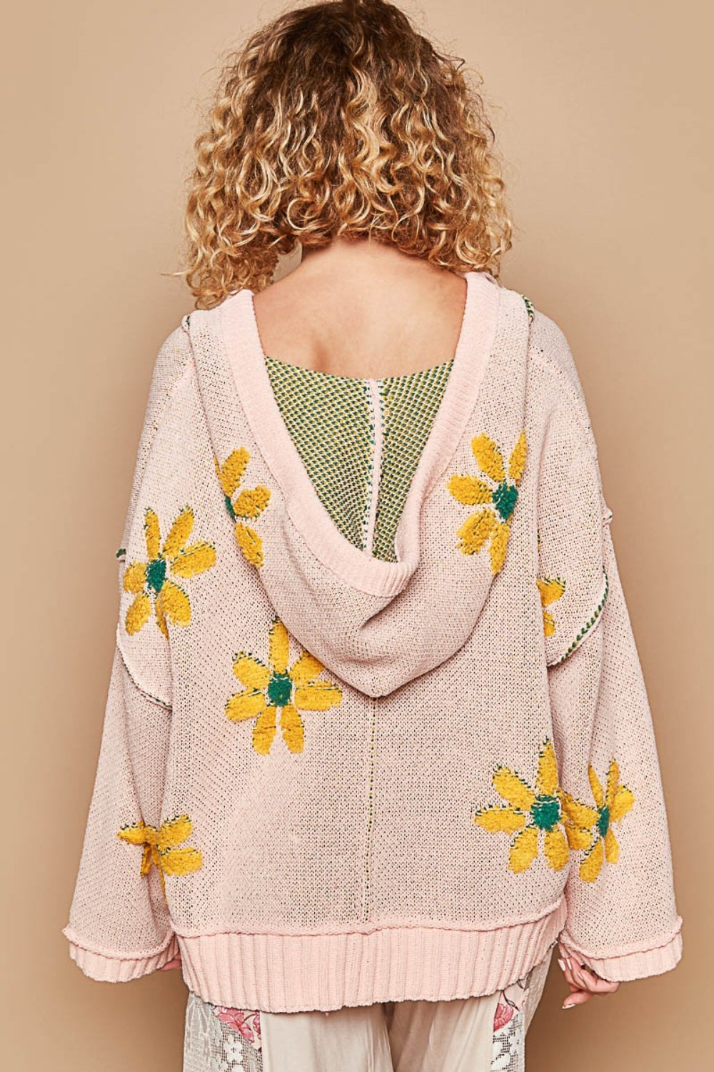 POL Floral Pattern Hooded High-Low Sweater - The Boutie Shop