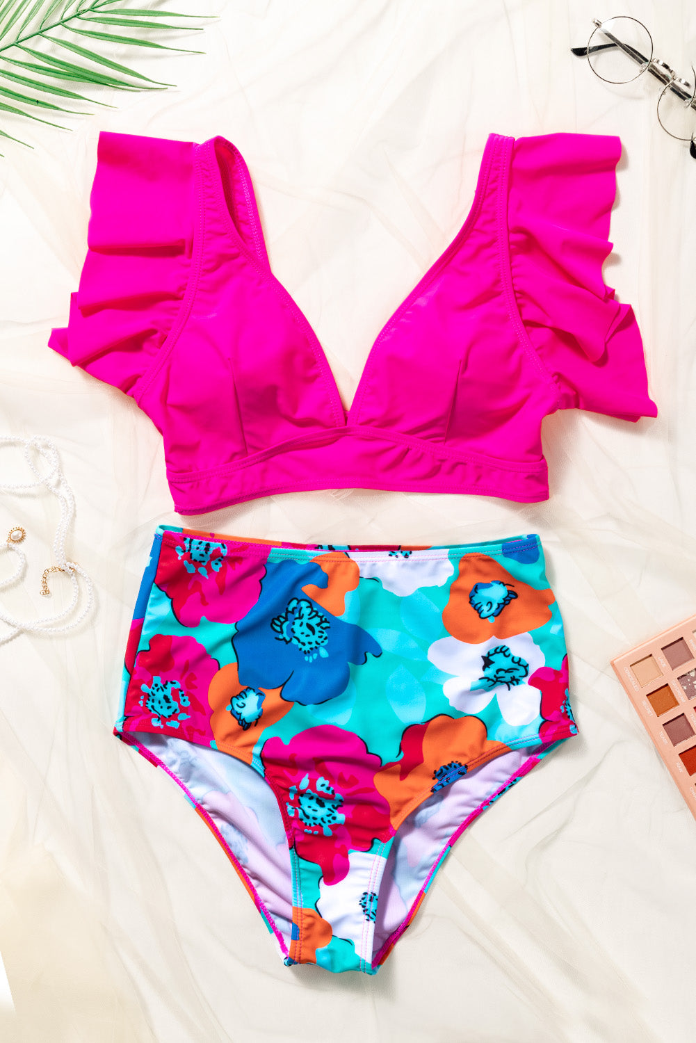 Cropped Swim Top and Floral Bottoms Set - The Boutie Shop