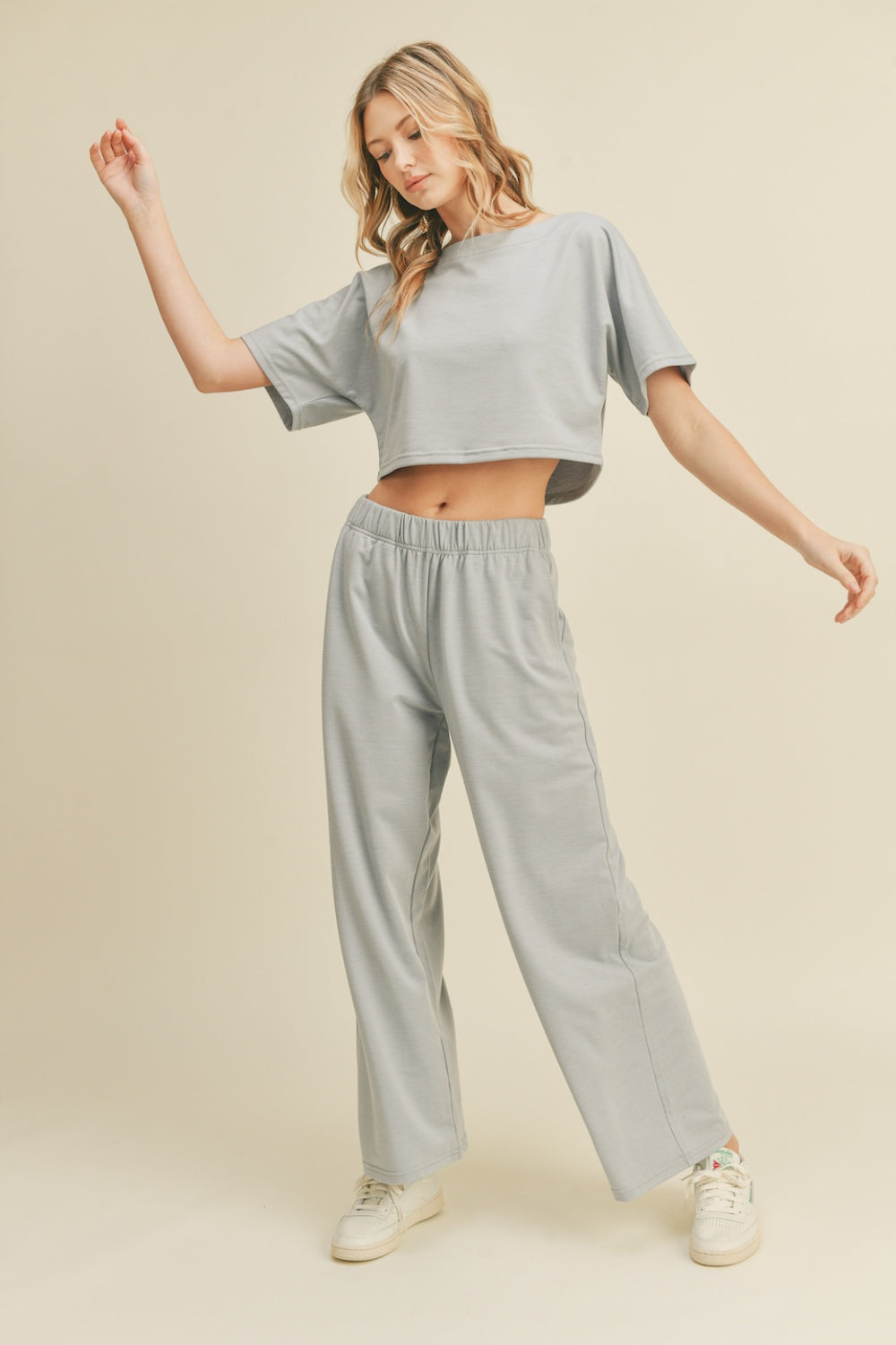 Kimberly C Full Size Short Sleeve Cropped Top and Wide Leg Pants Set - The Boutie Shop