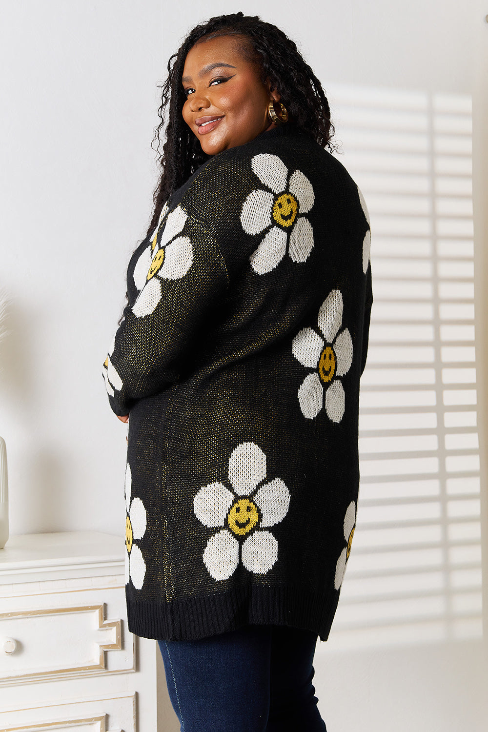 Perfee Floral Button Down Longline Cardigan - The Boutie Shop