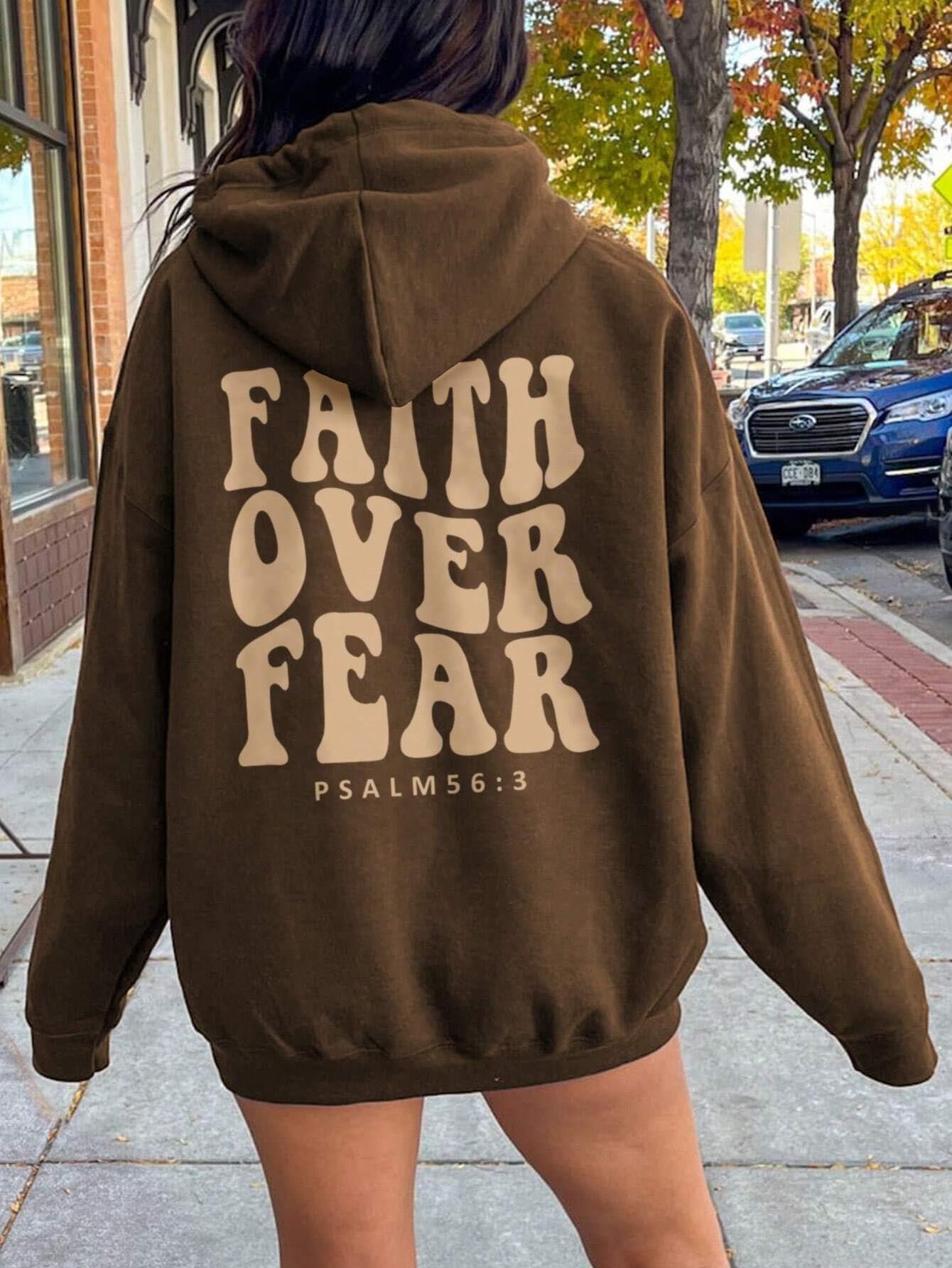 FAITH OVER FEAR Dropped Shoulder Hoodie - The Boutie Shop