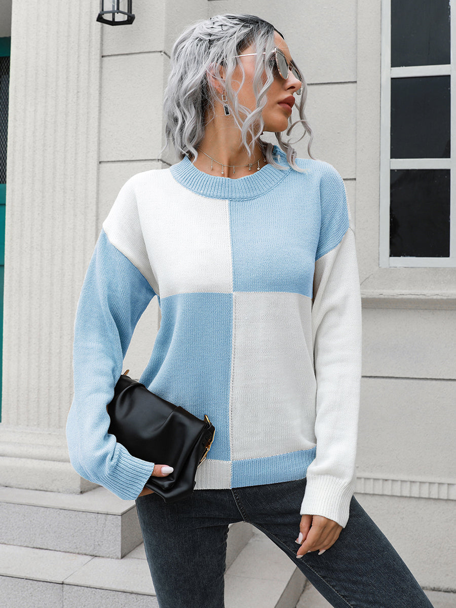 Contrast Drop Shoulder Sweater - The Boutie Shop