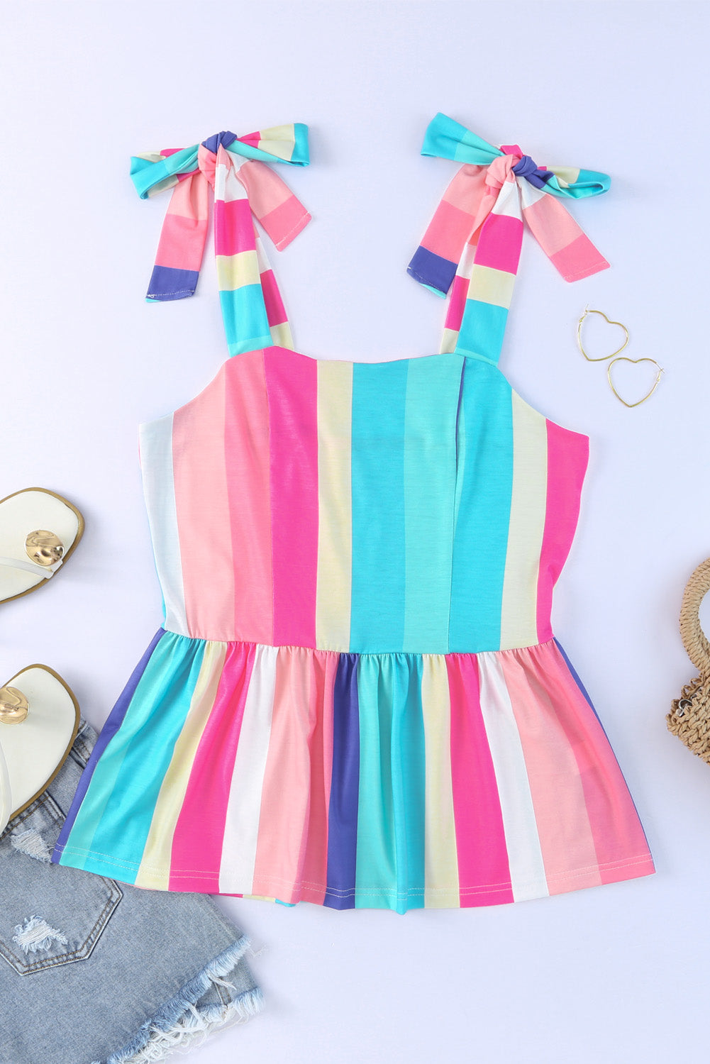 Tied Color Block Peplum Cami - The Boutie Shop