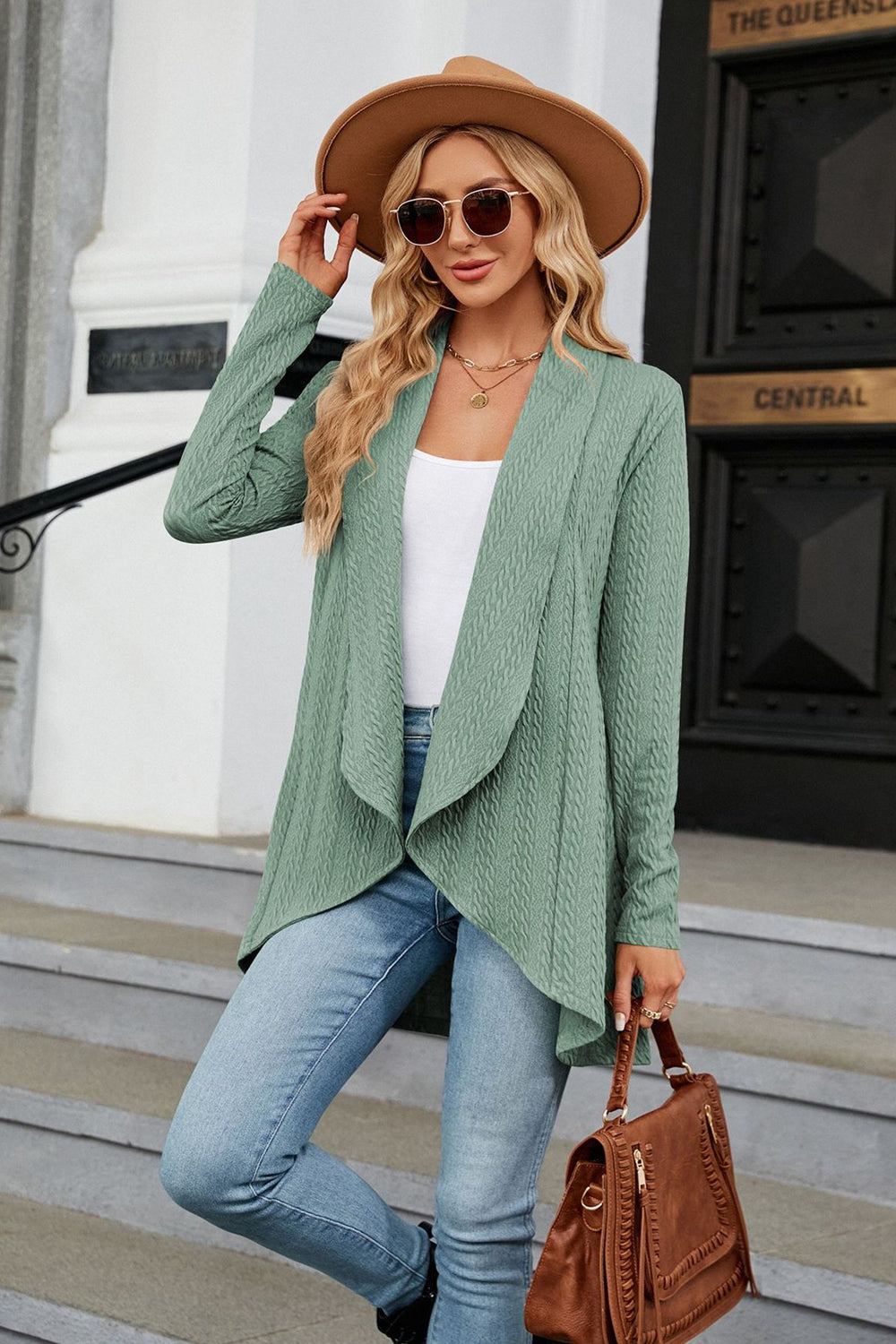 Open Front Long Sleeve Cardigan - The Boutie Shop