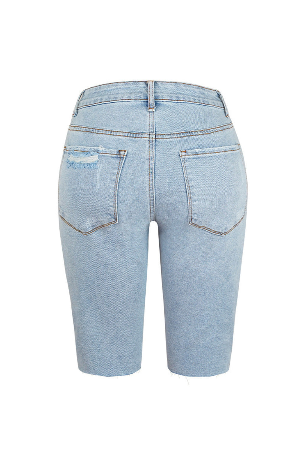 Distressed Raw Hem Denim Shorts - The Boutie Shop