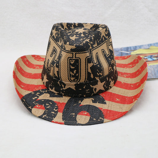 Printed Paper Cloth Wide Brim Hat