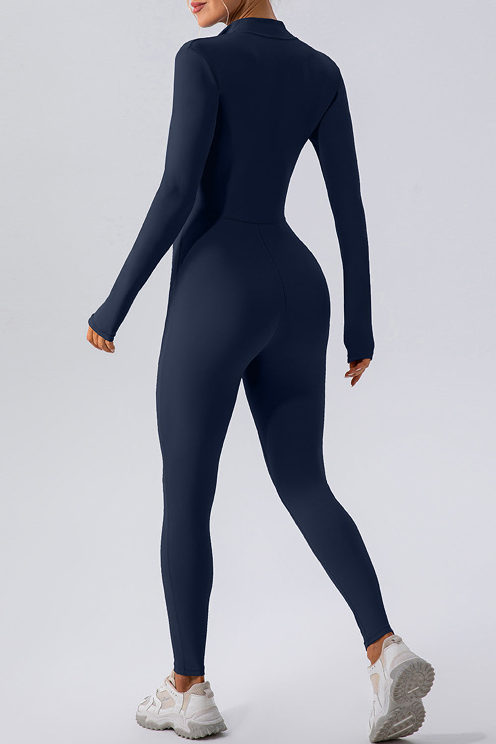 Half Zip Mock Neck Active Jumpsuit - The Boutie Shop